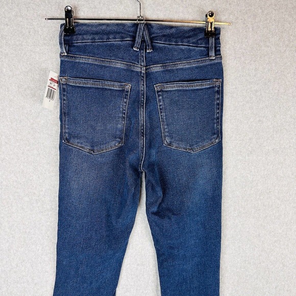 New Good American Good Womans 2 /26 Waist Crop Long Slit Ankle Distressed NWT - Picture 9 of 10